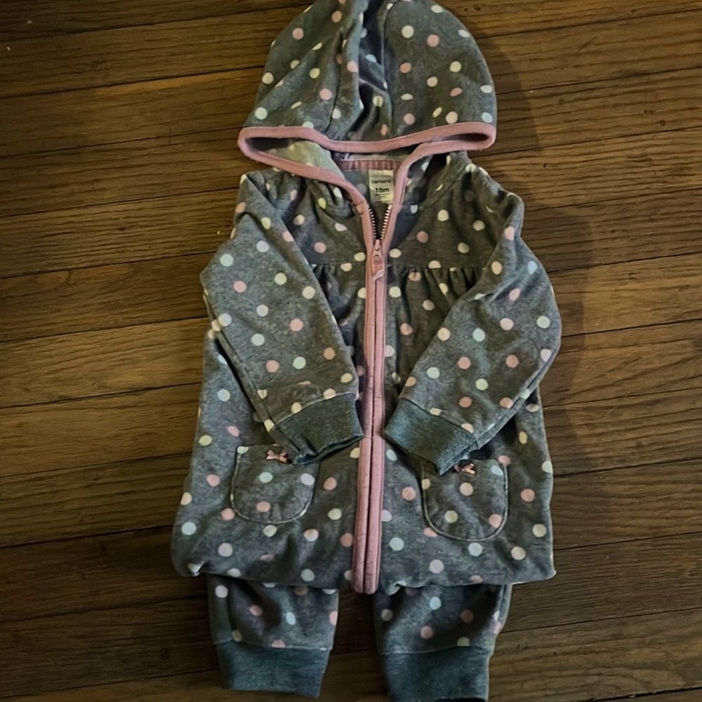 Hooded polka dot sleeper.